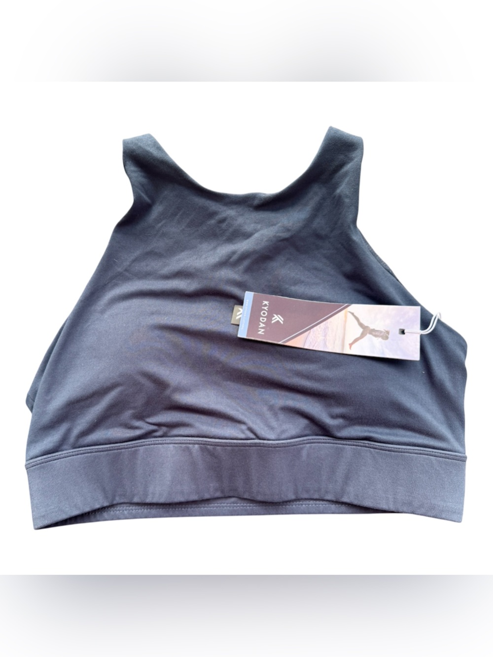 NWT Kyodan High Neck Strappy Back Sports Bra Tank Dark Grey Slate Medium
